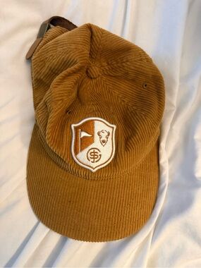 Buffalo golf and social Corduroy Baseball Cap with Shield Patch - Mustard